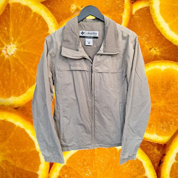 Columbia Mens Tan Poly-Cotton-Nylon Mesh Lining Zipper Long Sleeve Jacket Size M - Picture 1 of 10